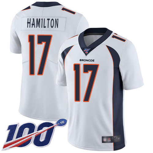 Men Denver Broncos #17 DaeSean Hamilton White Vapor Untouchable Limited Player 100th Season Football NFL Jersey